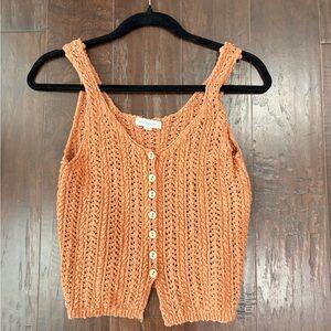 Blu Pepper Terracotta Knit Button-Front Tank Top